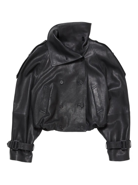 Acne Studios double-breasted buckled-cuffs leather jacket - Black - zdjęcie produktu nr 1