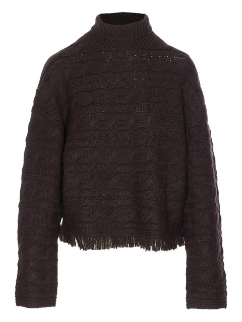 Guest In Residence cable-knit frayed sweater - Brown - zdjęcie produktu nr 1