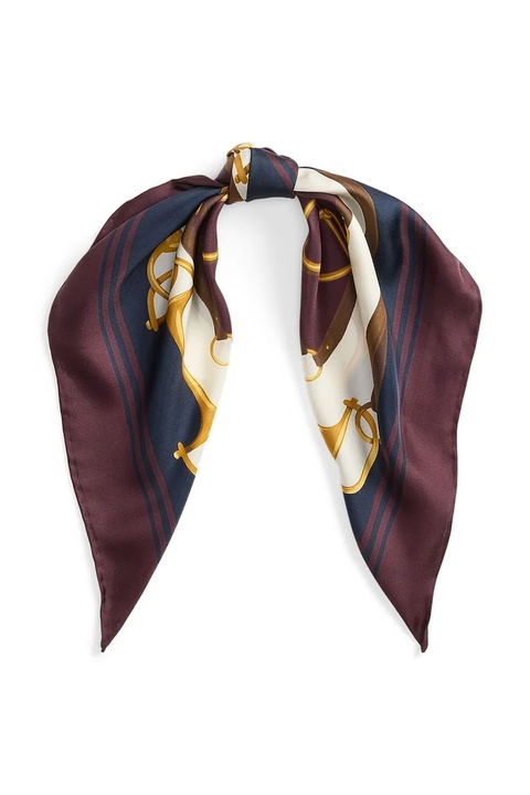 Lauren Ralph Lauren apaszka jedwabna damski kolor bordowy wzorzysta 454P09802 - zdjęcie produktu nr 1