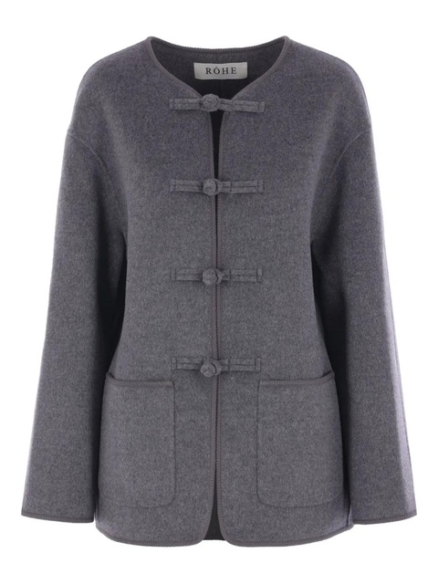 Róhe embroidered-trim crew-neck jacket - Grey - zdjęcie produktu nr 1