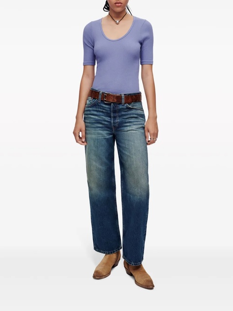RE/DONE scoop-neck cotton T-shirt - Blue - zdjęcie produktu nr 2
