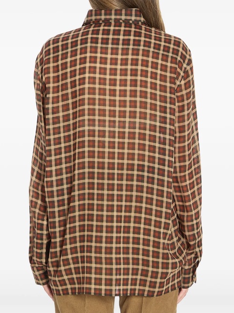 Saint Laurent long-sleeve wool tie-neck shirt - Red - zdjęcie produktu nr 2