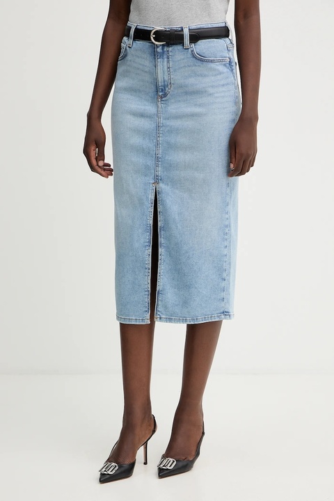 Guess spódnica jeansowa MILA kolor granatowy midi prosta W5YD1L D5QQ0 - zdjęcie produktu nr 1