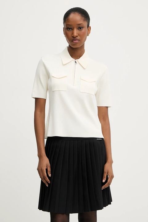 Karl Lagerfeld polo damski kolor beżowy A3W18021 - zdjęcie produktu nr 1