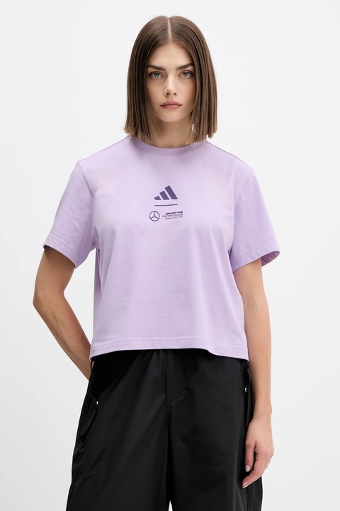 adidas t-shirt bawełniany x Mercedes damski kolor fioletowy JX8816 - zdjęcie produktu nr 1