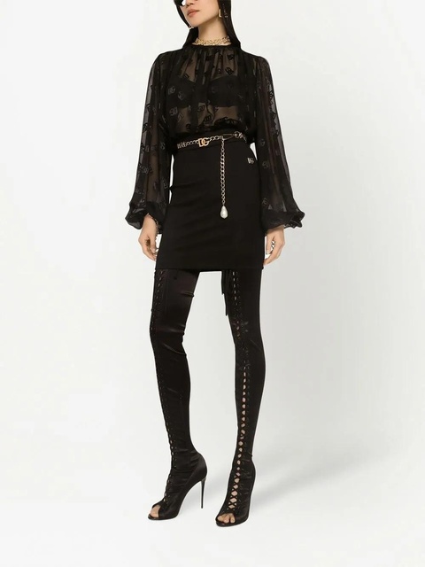 Dolce & Gabbana DG-logo satin blouse - Black - zdjęcie produktu nr 1