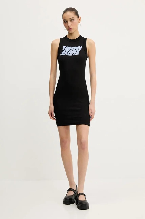 Tommy Jeans sukienka kolor czarny mini dopasowana DW0DW21351 - zdjęcie produktu nr 2