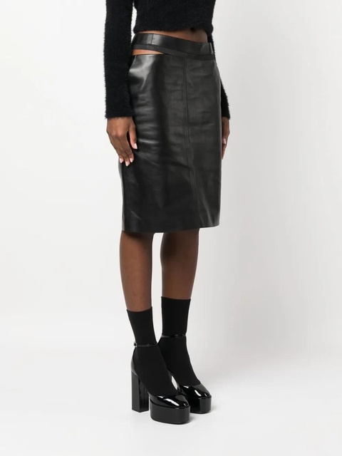 FENDI logo-waistband leather skirt - Black - zdjęcie produktu nr 2