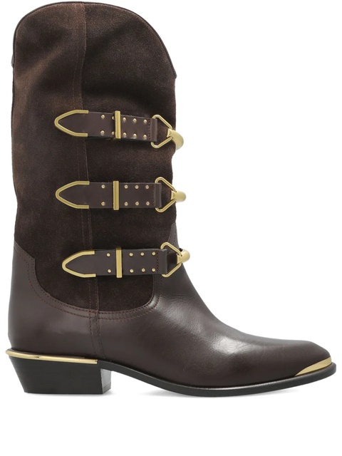 ISABEL MARANT 30mm buckle-detail suede leather boots - Brown - zdjęcie produktu nr 1