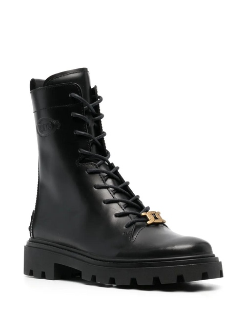 Tod's logo-plaque leather boots - Black - zdjęcie produktu nr 2
