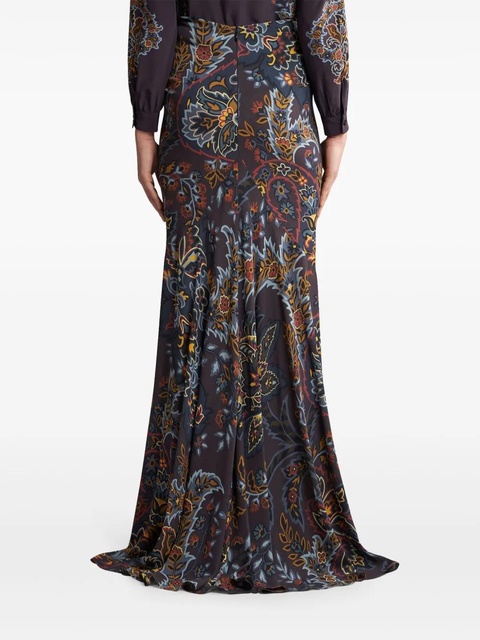 ETRO stretch sable paisley-print long skirt - Black - zdjęcie produktu nr 2