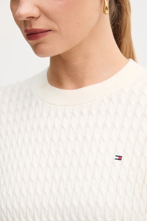 Tommy Hilfiger sweter bawełniany kolor beżowy lekki WW0WW44993 - zdjęcie produktu nr 2