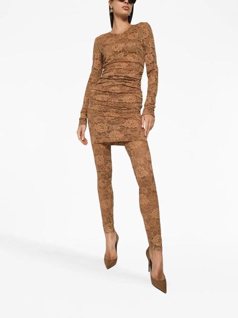 Dolce & Gabbana floral-lace semi-sheer minidress - Brown - zdjęcie produktu nr 2