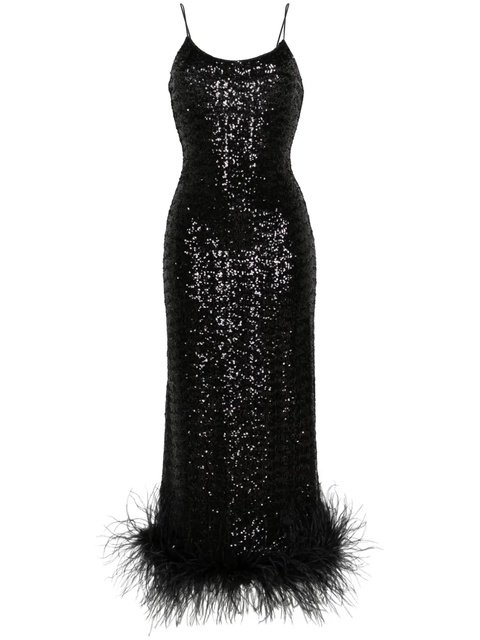 Oséree sequinned plumage maxi dress - Black - zdjęcie produktu nr 1