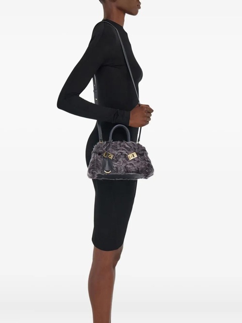 Ferragamo mini Hug shearling-front cross body bag - Grey - zdjęcie produktu nr 2