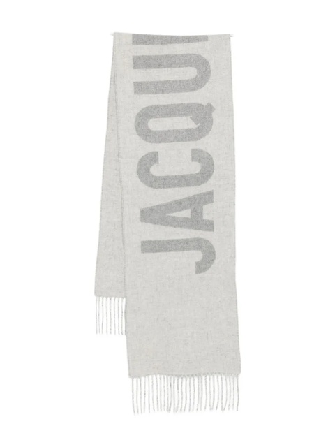 Jacquemus logo-jacquard fringe-edges scarf - Grey - zdjęcie produktu nr 2