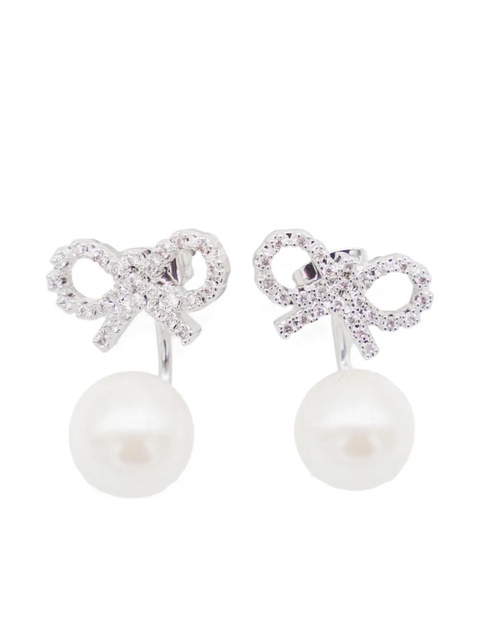 Self-Portrait Crystal Bow drop earrings - Silver - zdjęcie produktu nr 1