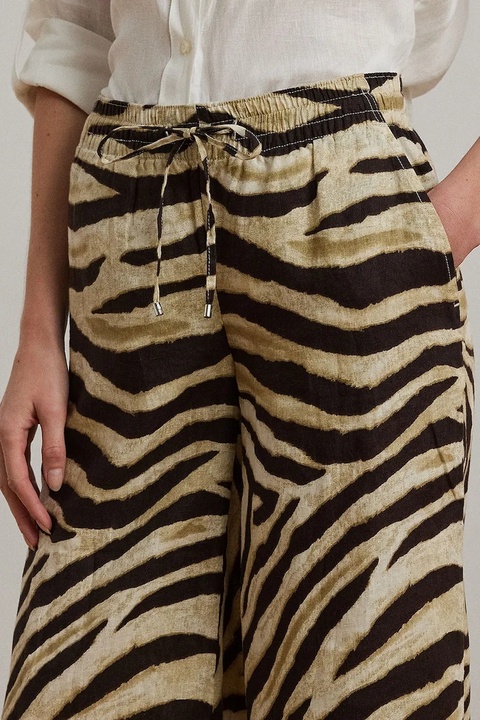 Lauren Ralph Lauren spodnie lniane damskie kolor biały szerokie high waist 200970777 - zdjęcie produktu nr 2