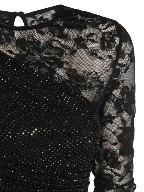 Self-Portrait rhinestone-embellished long-sleeve maxi dress - Black - zdjęcie produktu nr 2