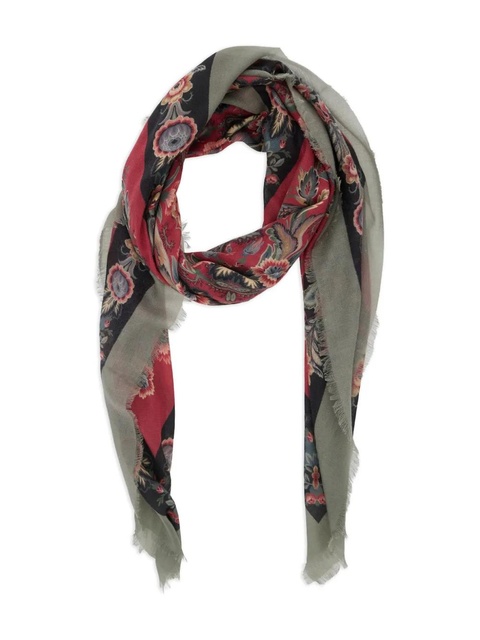 ETRO floral-print fringed scarf - Green - zdjęcie produktu nr 2