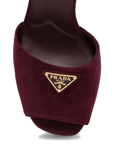 Prada 115mm logo-plaque heeled pumps - Brown - zdjęcie produktu nr 2