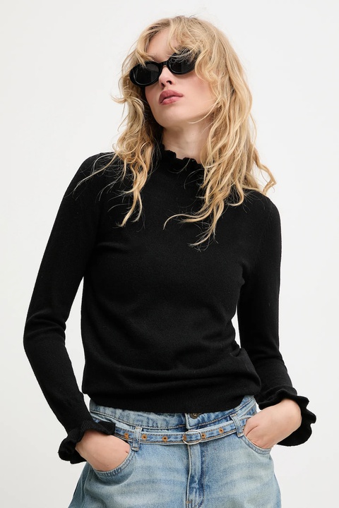 Answear.LAB sweter z kaszmirem damski kolor czarny lekki z półgolfem - zdjęcie produktu nr 1