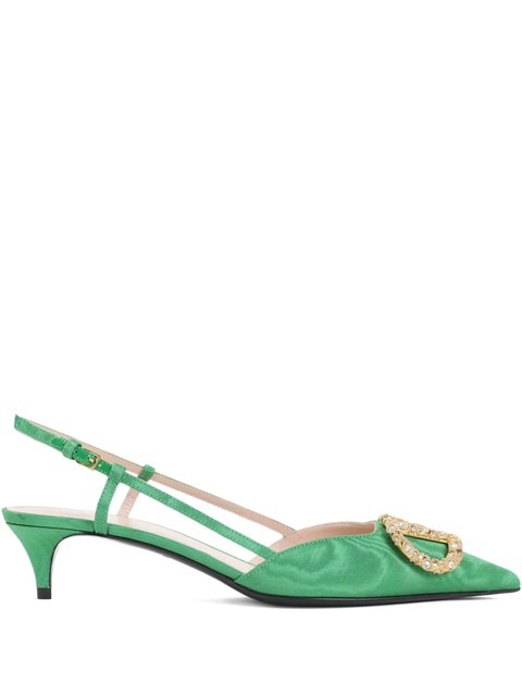 Valentino Garavani 45mm crystal-embellishment slingback pumps - Green - zdjęcie produktu nr 2