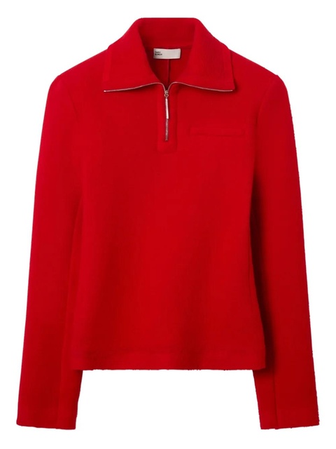 Tory Burch half-zip wool polo shirt - Red - zdjęcie produktu nr 1