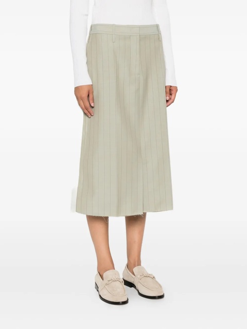 Jil Sander pinstripe frayed skirt - Green - zdjęcie produktu nr 1