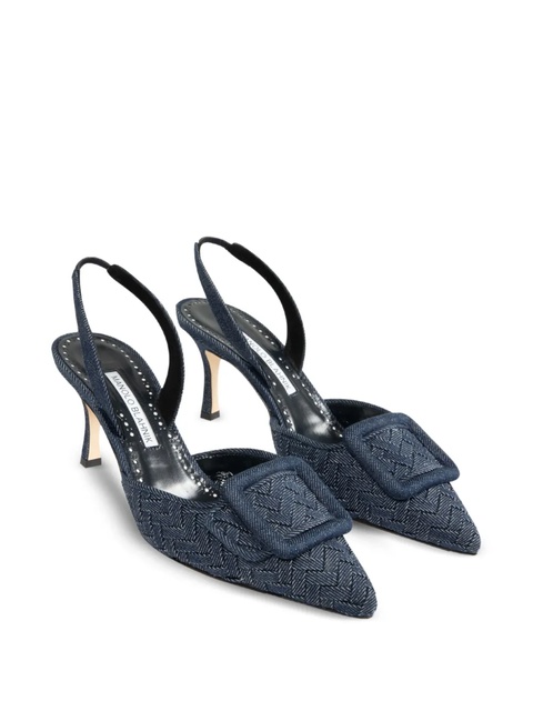 Manolo Blahnik 70mm slingback woven pumps - Blue - zdjęcie produktu nr 2