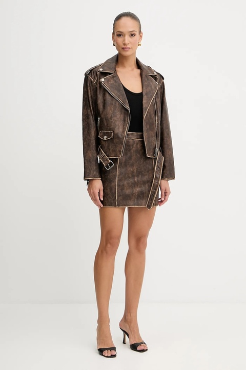 Guess spódnica CHARLENE kolor brązowy mini rozkloszowana W5YD46 WHDI0 - zdjęcie produktu nr 2