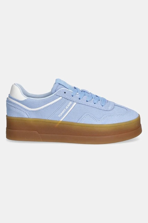 Tommy Jeans sneakersy zamszowe THE GREENWICH FLATFORM SUEDE kolor niebieski EN0EN02734 - zdjęcie produktu nr 2