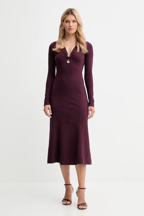 Twinset sukienka kolor bordowy midi rozkloszowana 252TP3140 - zdjęcie produktu nr 1