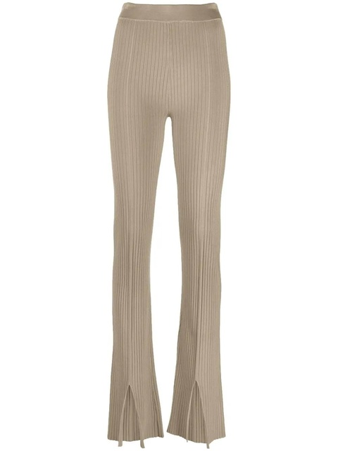Nanushka slit-front ribbed slim trousers - Neutrals - zdjęcie produktu nr 1
