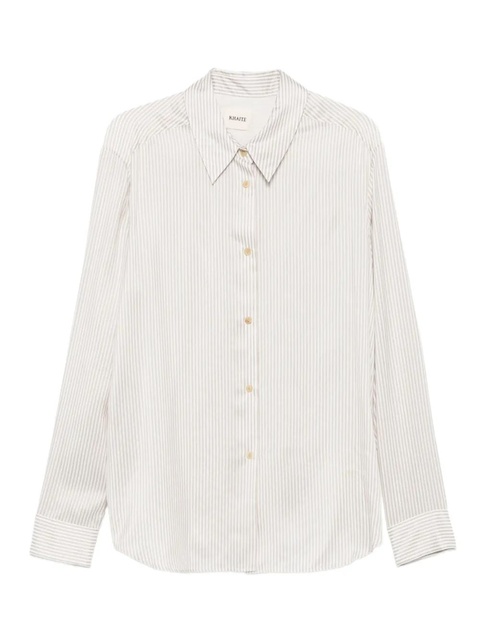 KHAITE stripe-pattern long-sleeve shirt - White - zdjęcie produktu nr 1