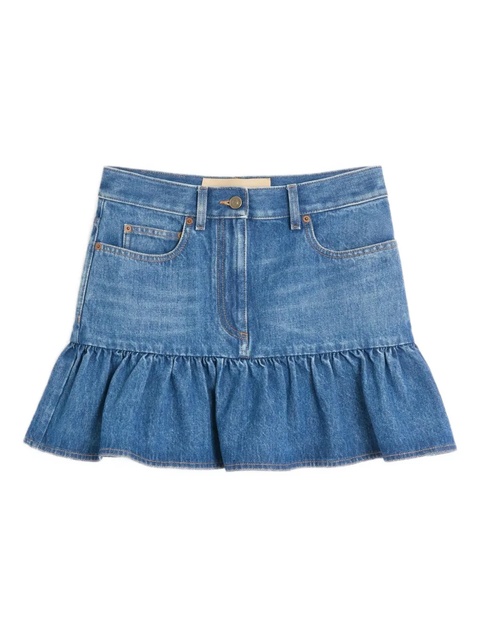 Valentino Garavani ruffled denim skirt - Blue - zdjęcie produktu nr 1
