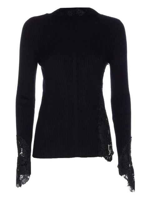 PINKO lace-insert ribbed sweater - Black - zdjęcie produktu nr 1