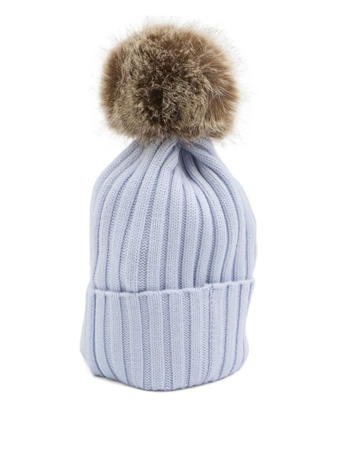 Moncler ribbed-knit pom-pom beanie - Blue - zdjęcie produktu nr 1
