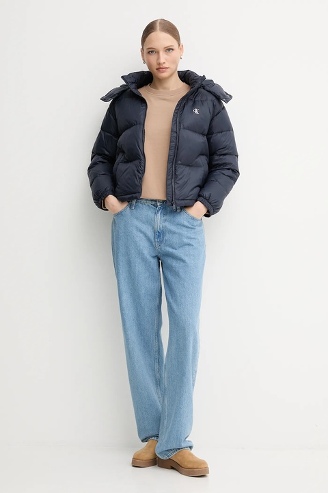 Calvin Klein Jeans kurtka puchowa kolor granatowy zimowa oversize LV047D501G - zdjęcie produktu nr 2