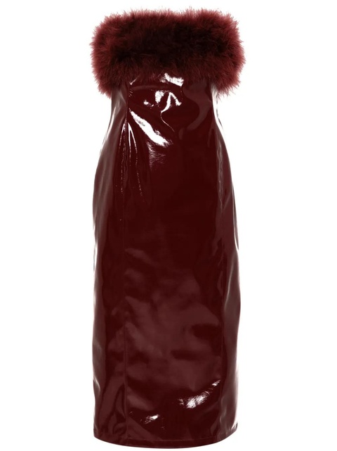 Blumarine marabou-feathers patent midi dress - Red - zdjęcie produktu nr 1