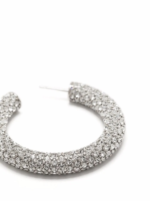 Amina Muaddi medium crystal-embellished hoop earrings - Silver - zdjęcie produktu nr 2