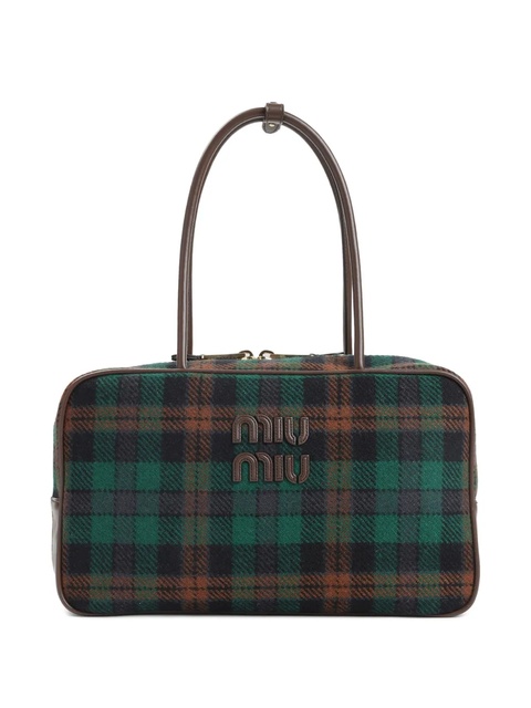 Miu Miu Beau plaid-pattern top-handle shoulder bag - Brown - zdjęcie produktu nr 1