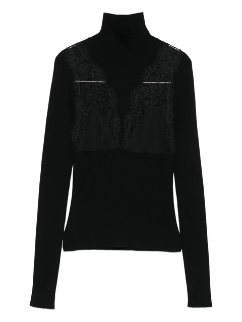 Blumarine lace-insert turtleneck sweater - Black - zdjęcie produktu nr 1