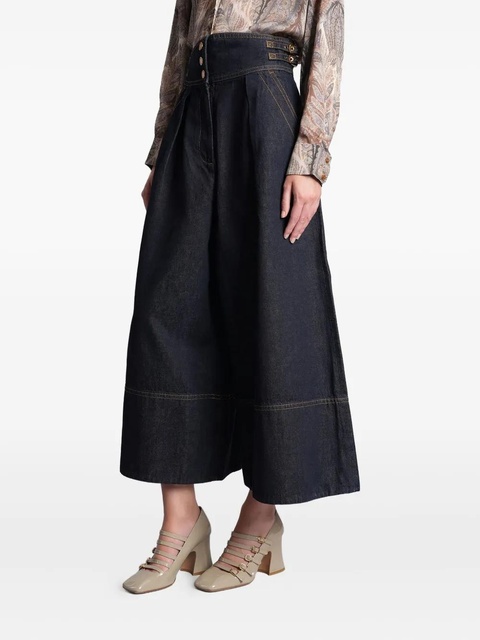 ZIMMERMANN buckle-detail pleated denim culottes - Blue - zdjęcie produktu nr 2