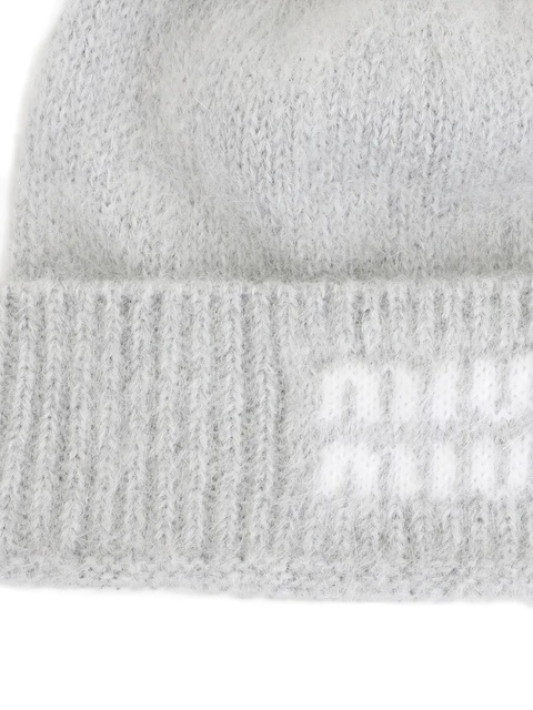 Miu Miu logo-detail beanie hat - Grey - zdjęcie produktu nr 1