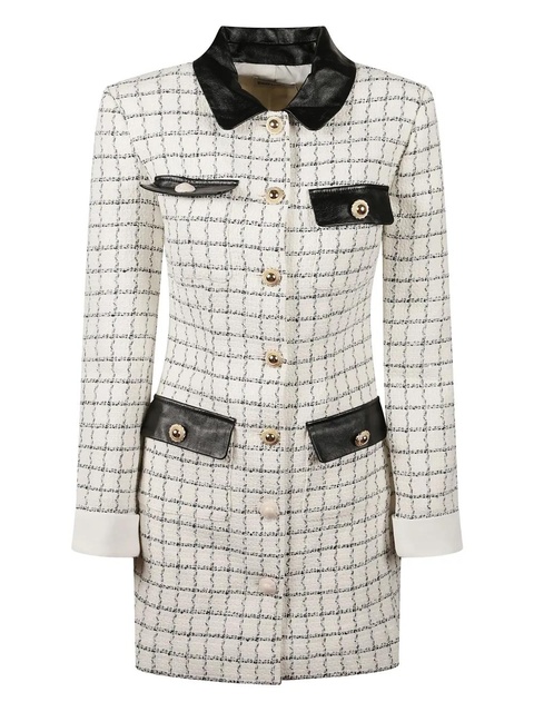 Self-Portrait bouclé long-sleeves mini dress - Neutrals - zdjęcie produktu nr 1