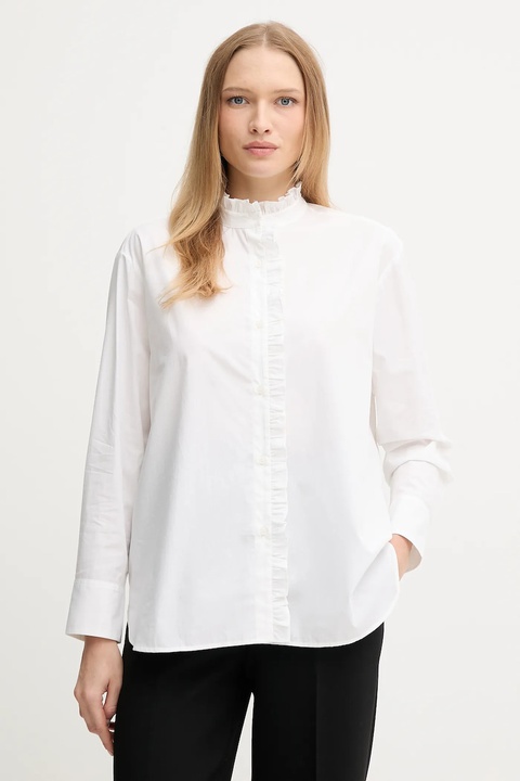 Tommy Hilfiger koszula bawełniana damska kolor beżowy relaxed ze stójką WW0WW46848 - zdjęcie produktu nr 1