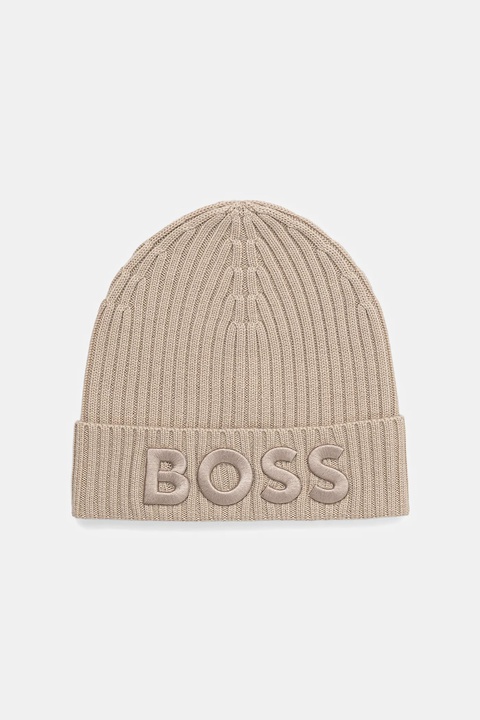 BOSS czapka wełniana kolor beżowy 50497815 - zdjęcie produktu nr 1