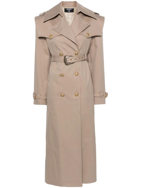 Balmain double-breasted twill maxi coat - Neutrals - zdjęcie produktu nr 1