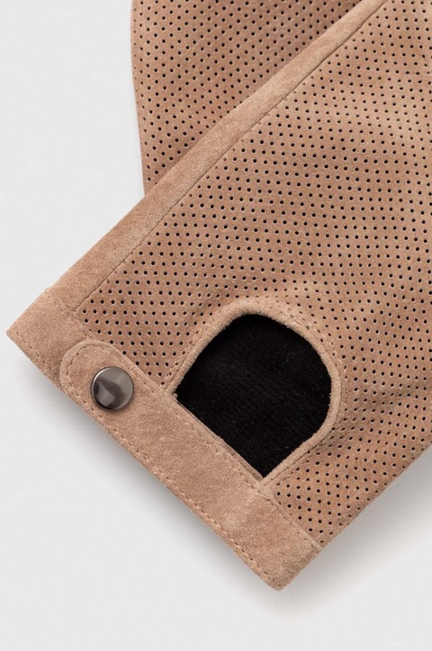 Medicine rękawiczki zamszowe kolor beżowy - zdjęcie produktu nr 2